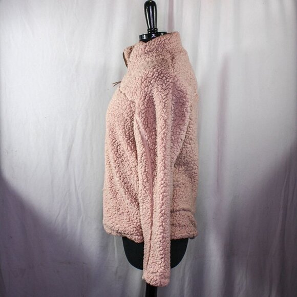 Elodie Sherpa Top 1/4 Zip Pullover Sweatshirt Pink Size S - Picture 2 of 4